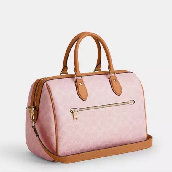 Coach Large Rowan Powder Pink and Tan Satchel - Picture 2 of 7